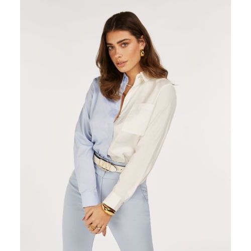 JOSH V blouse white quartz blue JOSH V blouse white quartz blue