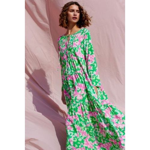 noella Lang kleed green/pink noella Lang kleed green/pink